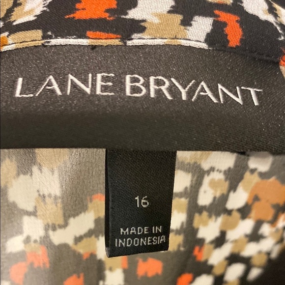 Lane Bryant Sleeveless Blouse Button Down Flowy Abstract Brown Black Size 16 - Picture 3 of 11